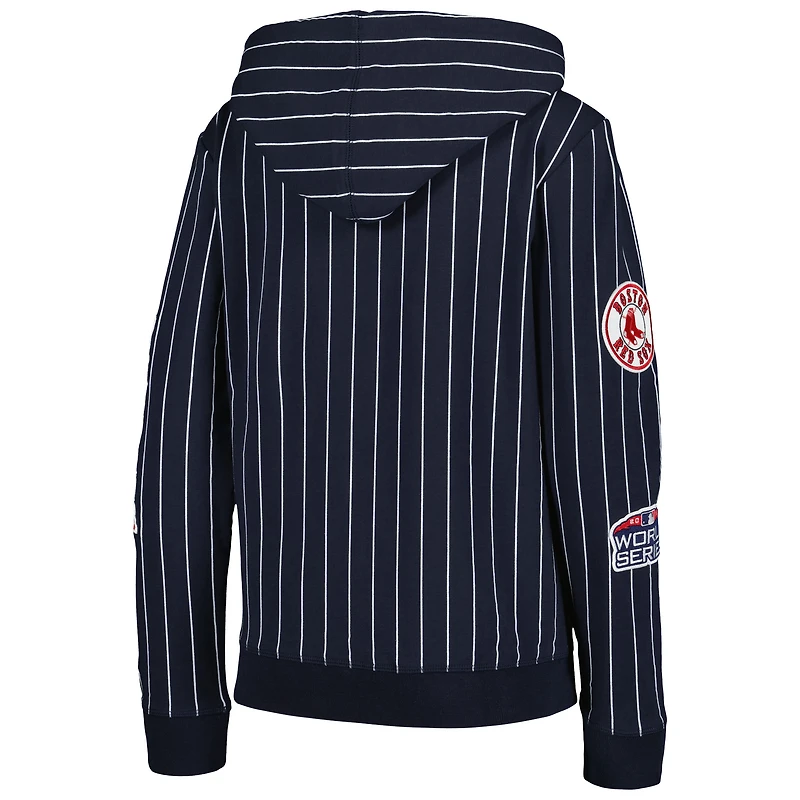 Veste à fermeture éclair intégrale tri-mélange fines rayures Boston Red Sox New Era pour femme
