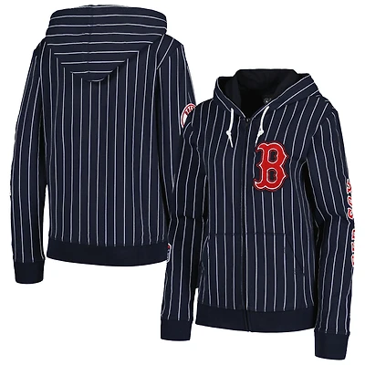 Veste à fermeture éclair intégrale tri-mélange fines rayures Boston Red Sox New Era pour femme