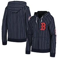 Veste à fermeture éclair intégrale tri-mélange fines rayures Boston Red Sox New Era pour femme