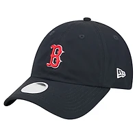 Casquette New Era 9FORTY Flex bleu marine pour femme avec queue de cheval et logo de l'équipe des Red Sox de Boston