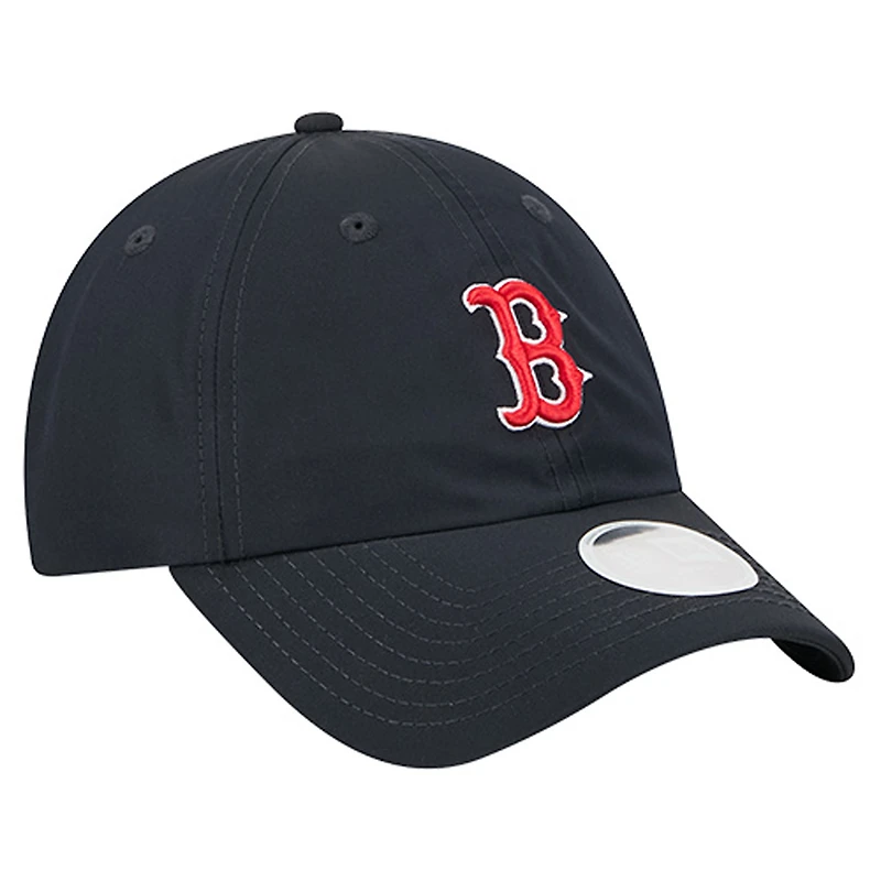 Casquette New Era 9FORTY Flex bleu marine pour femme avec queue de cheval et logo de l'équipe des Red Sox de Boston