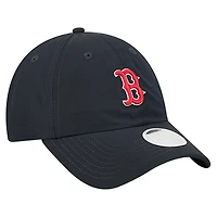 Casquette New Era 9FORTY Flex bleu marine pour femme avec queue de cheval et logo de l'équipe des Red Sox de Boston