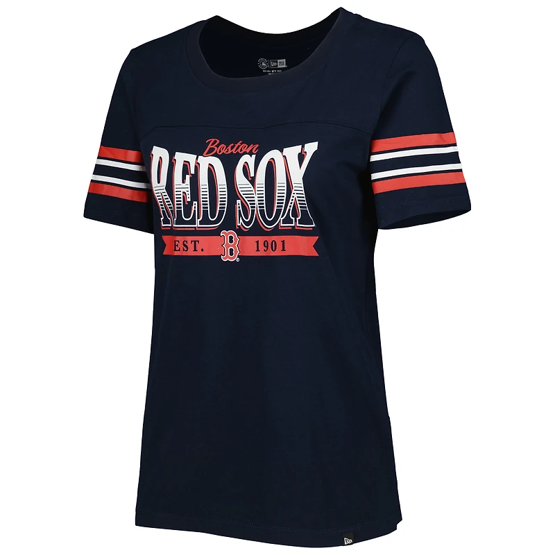 T-shirt rayé bleu marine Boston Red Sox Team New Era pour femme