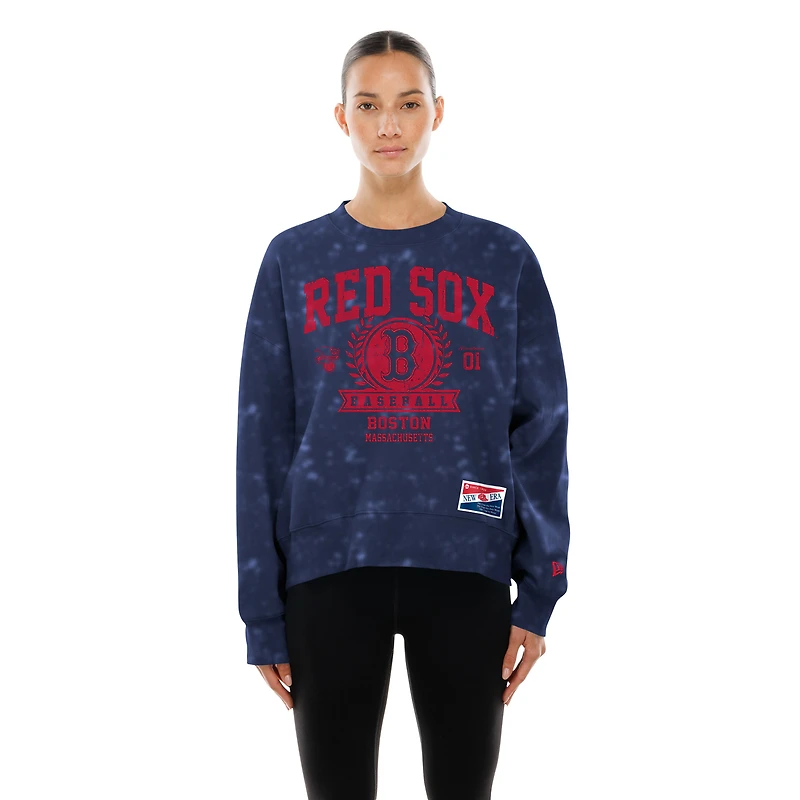 Sweat-shirt oversize New Era bleu marine pour femme, style rétro Boston Red Sox