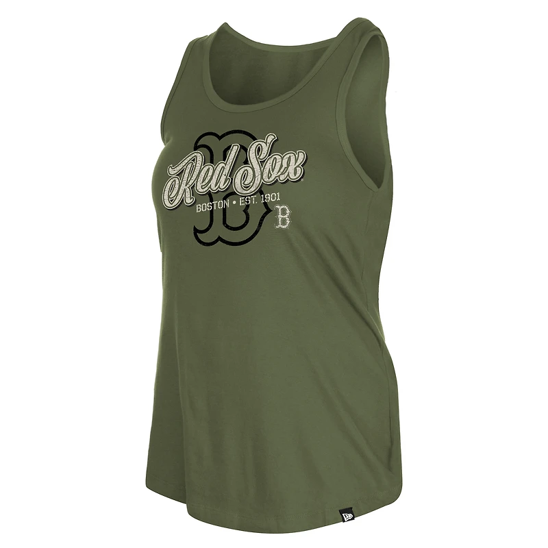 Women's New Era Olive Boston Red Sox 2026 Armed Forces Day Tank Top