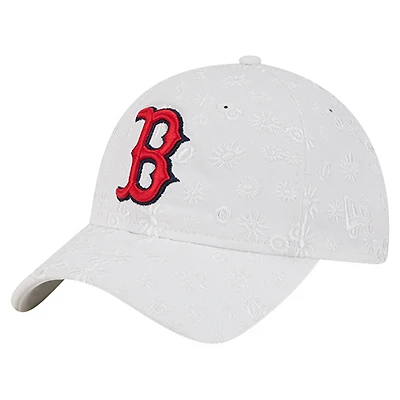 Casquette ajustable 9TWENTY en maille florale blanche des Boston Red Sox pour femme de New Era