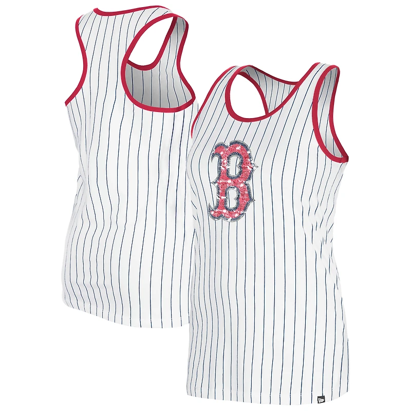 Women's New Era White Boston Red Sox Gameday Pinstripe Tank Top