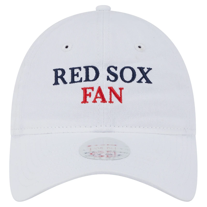 Casquette ajustable New Era blanche pour femme, fan de l'équipe des Red Sox de Boston, modèle 9TWENTY