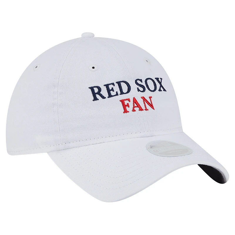 Casquette ajustable New Era blanche pour femme, fan de l'équipe des Red Sox de Boston, modèle 9TWENTY