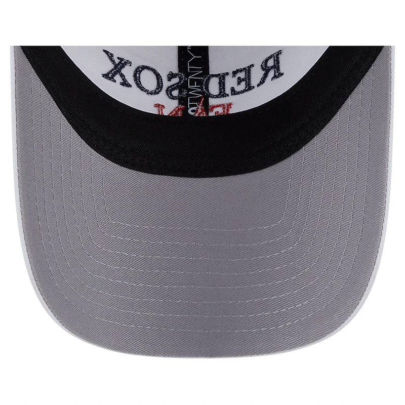 Casquette ajustable New Era blanche pour femme, fan de l'équipe des Red Sox de Boston, modèle 9TWENTY