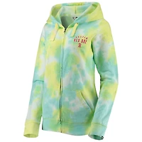 Women's New Era White Boston Red Sox Tie-Dye Full-Zip Hoodie