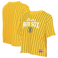 T-shirt à rayures fines City Connect 2025 jaune New Era pour femme des Red Sox de Boston