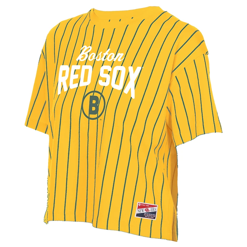 T-shirt à rayures fines City Connect 2025 jaune New Era pour femme des Red Sox de Boston