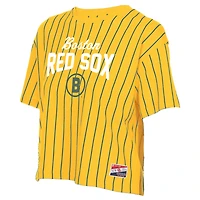 T-shirt à rayures fines City Connect 2025 jaune New Era pour femme des Red Sox de Boston