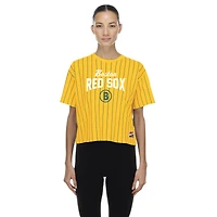 T-shirt à rayures fines City Connect 2025 jaune New Era pour femme des Red Sox de Boston