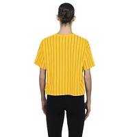 T-shirt à rayures fines City Connect 2025 jaune New Era pour femme des Red Sox de Boston