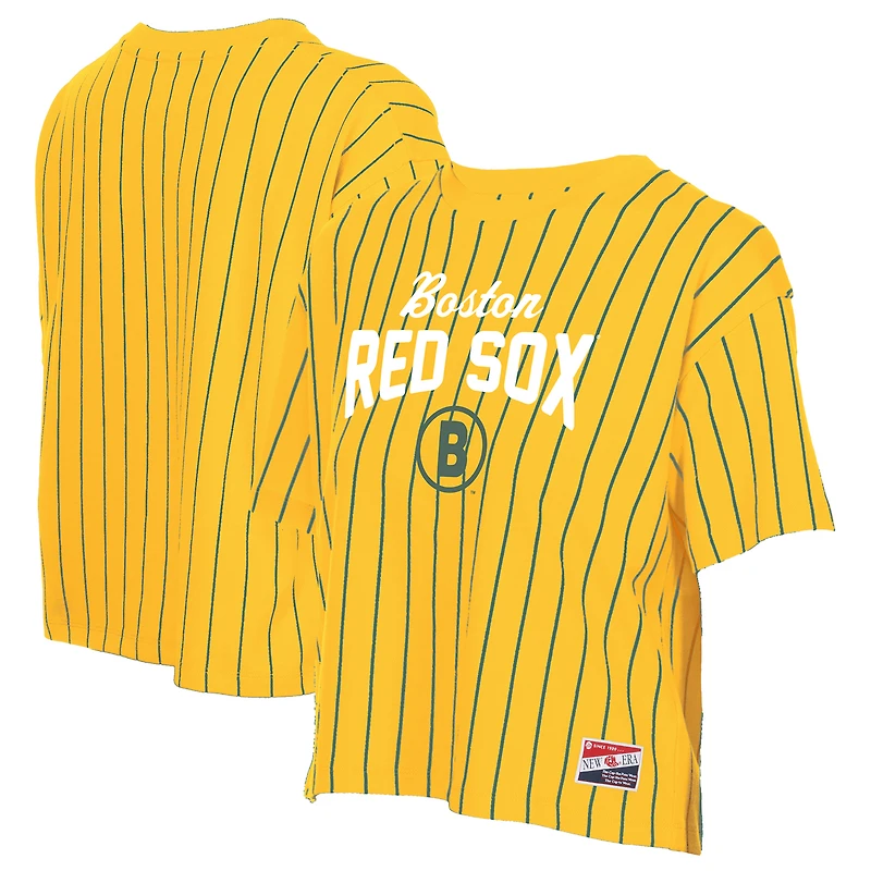 T-shirt à rayures fines City Connect 2025 jaune New Era pour femme des Red Sox de Boston