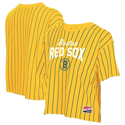 T-shirt à rayures fines City Connect 2025 jaune New Era pour femme des Red Sox de Boston