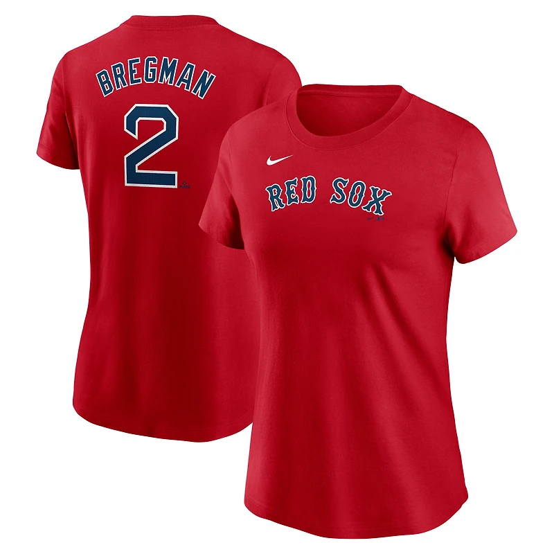 Women's Nike Alex Bregman Red Boston Sox Cooperstown Collection Fuse Name & Number T-Shirt