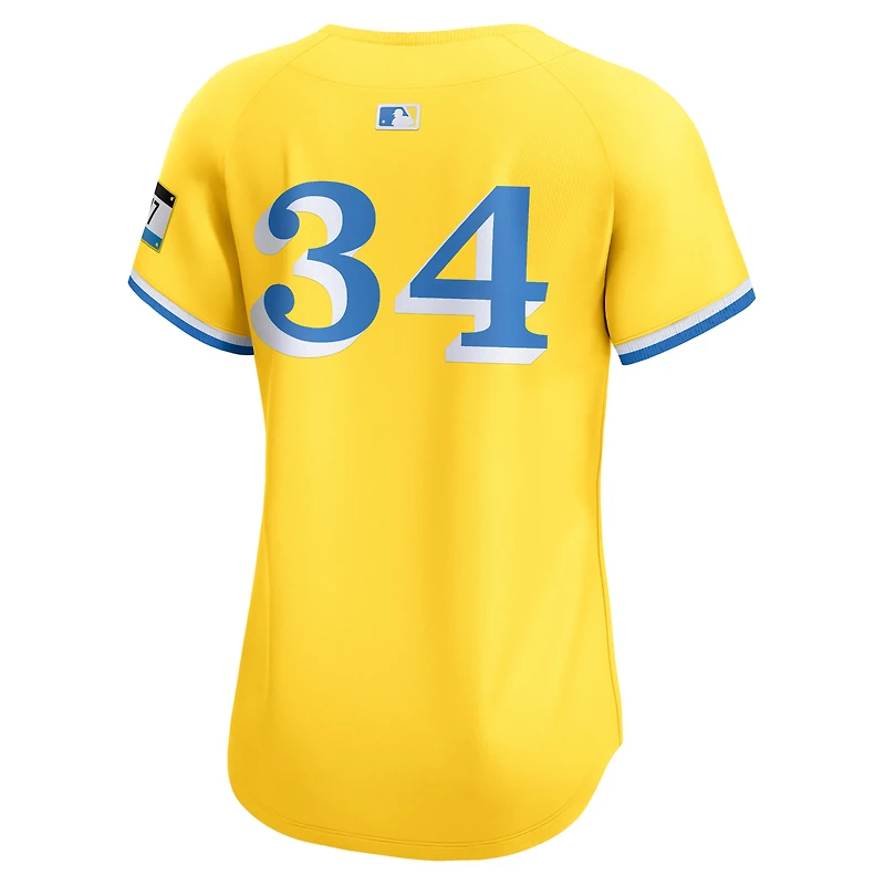 Maillot de joueur retraité Nike David Ortiz pour femme des Red Sox Boston City Connect doré