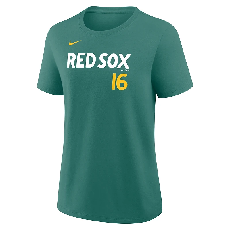 T-shirt Nike Jarren Duran vert Boston Red Sox City Connect pour femme, avec nom et numéro