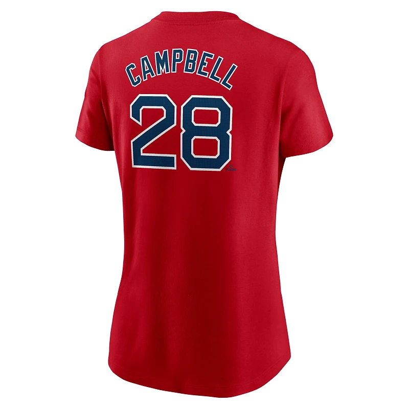 Women's Nike Kristian Campbell Red Boston Sox Cooperstown Collection Fuse Name & Number T-Shirt