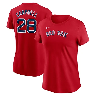 Women's Nike Kristian Campbell Red Boston Sox Cooperstown Collection Fuse Name & Number T-Shirt