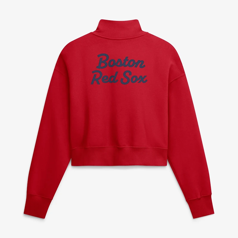 Sweat-shirt à demi-zip en polaire Nike Red Boston Sox Primetime Phoenix pour femme
