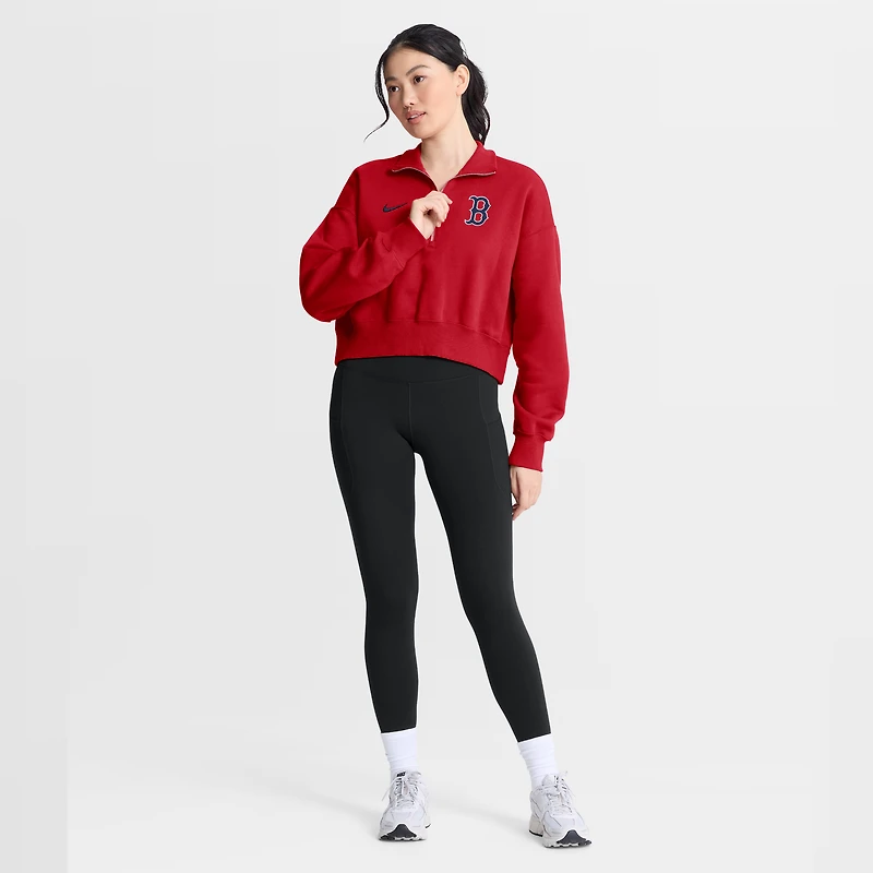 Women's Nike Red Boston Sox Primetime Phoenix Fleece Half-Zip Sweatshirt