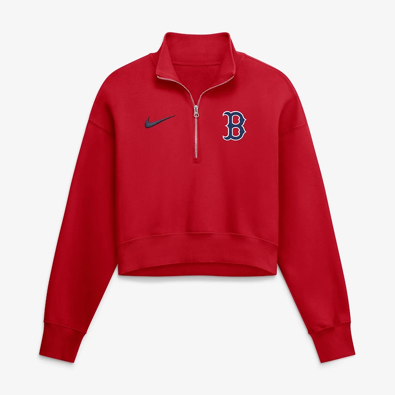Women's Nike Red Boston Sox Primetime Phoenix Fleece Half-Zip Sweatshirt