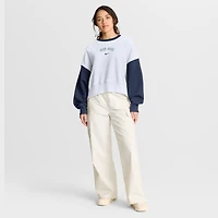 Women's Nike White/Navy Boston Red Sox Oversized High Hip Fleece Sweatshirt