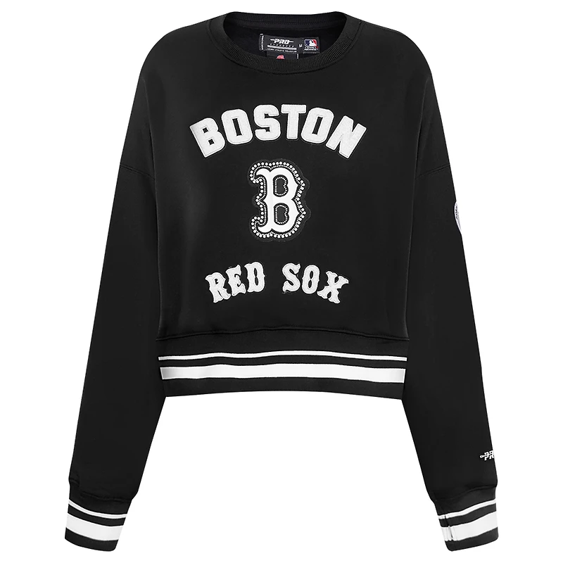 Women's Pro Standard Black Boston Red Sox Pearl Cropped Pullover Sweatshirt