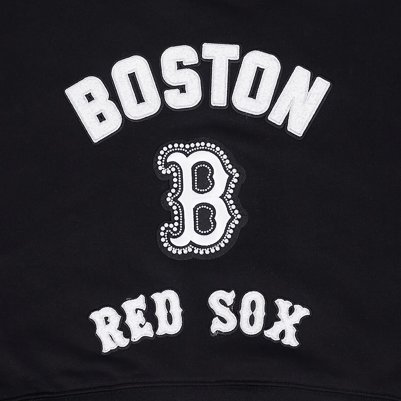 Women's Pro Standard Black Boston Red Sox Pearl Cropped Pullover Sweatshirt