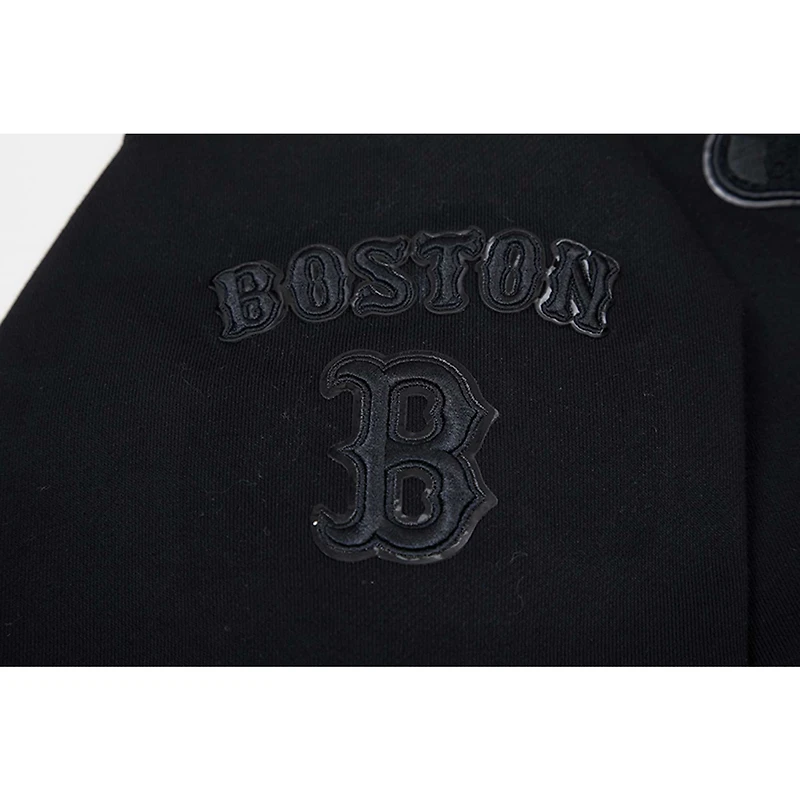Women's Pro Standard Boston Red Sox Triple Black Cropped Pullover Hoodie