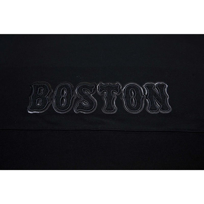 Women's Pro Standard Boston Red Sox Triple Black Cropped Pullover Hoodie