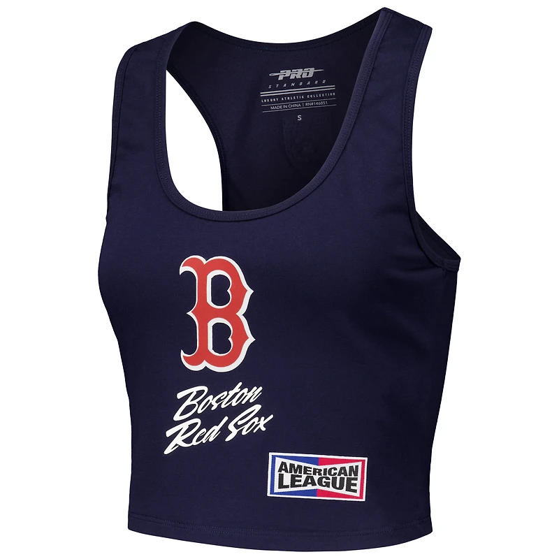 Débardeur court ajusté en trois mélanges Pro Standard pour femmes, bleu marine, Boston Red Sox Fast Lane