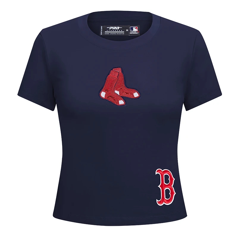 T-shirt court Baby Doll bleu marine Pro Standard Boston Red Sox Game Day Classics pour femme