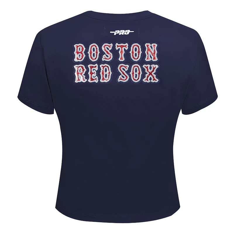 T-shirt court Baby Doll bleu marine Pro Standard Boston Red Sox Game Day Classics pour femme
