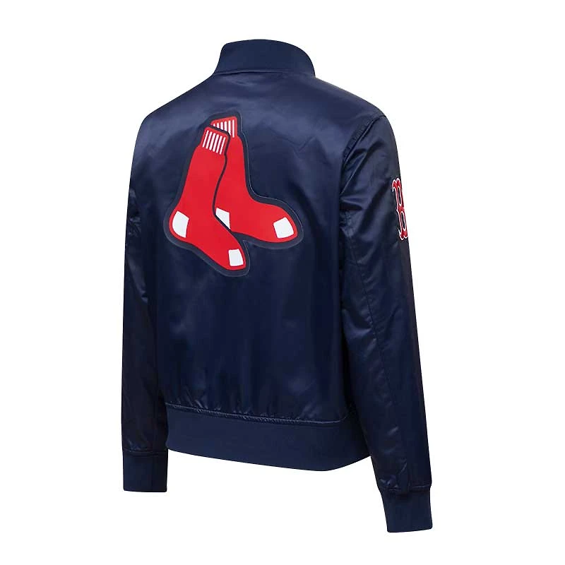 Veste universitaire en satin à boutons-pression Pro Standard Red Boston Sox pour femme, bleu marine