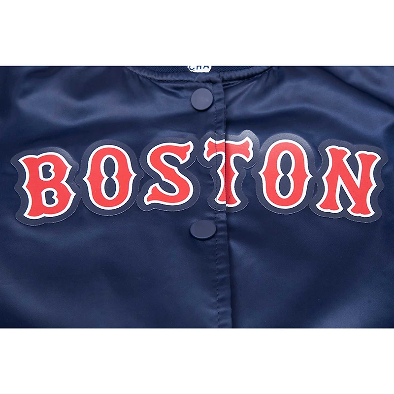 Veste universitaire en satin à boutons-pression Pro Standard Red Boston Sox pour femme, bleu marine
