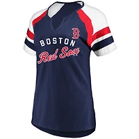 Women's Profile  Navy Boston Red Sox Arched Notch Neck T-Shirt