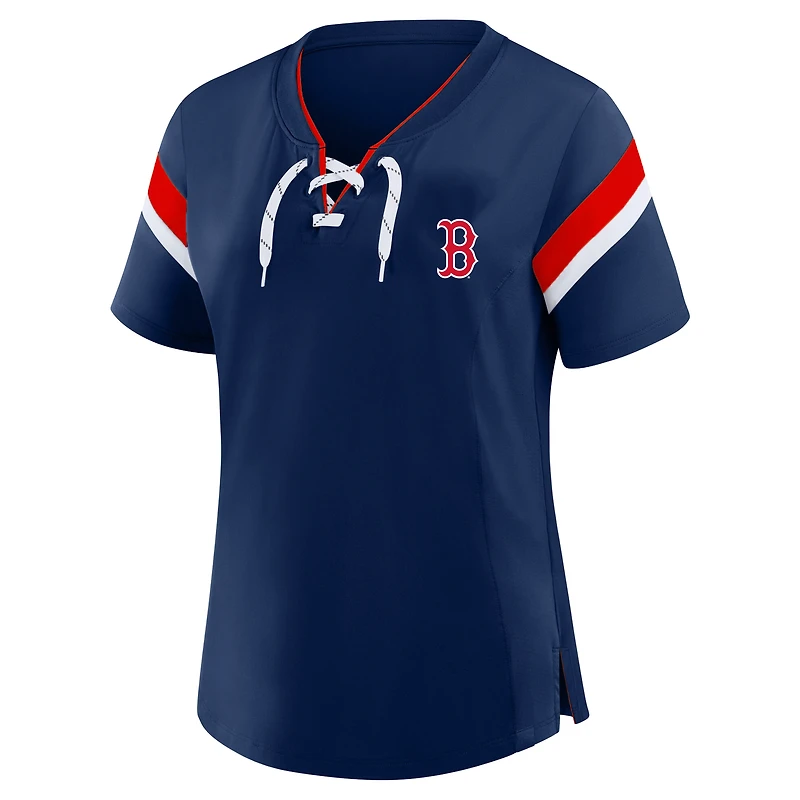 T-shirt à lacets bleu marine Boston Red Sox pour femme