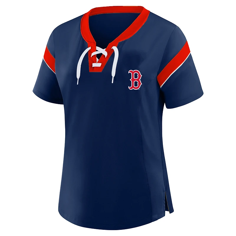 Women's Profile Navy Boston Red Sox Plus Lace-Up T-Shirt