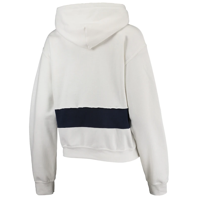 Refried Apparel Sweat à capuche court Boston Red Sox blanc/bleu marine pour femme