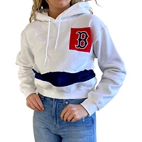 Refried Apparel Sweat à capuche court Boston Red Sox blanc/bleu marine pour femme