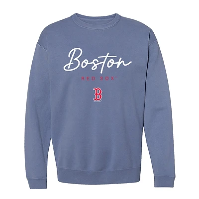 Women's Soft as a Grape Navy Boston Red Sox Pigment Dye Crewneck Sweatshirt