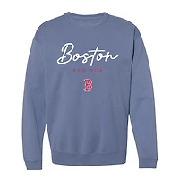 Women's Soft as a Grape  Navy Boston Red Sox Pigment Dye Crewneck Sweatshirt