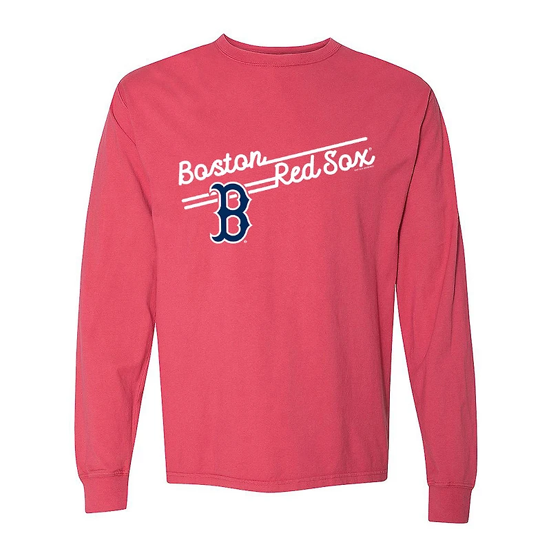 Women's Soft as a Grape Red Boston Sox Pigment Dye Long Sleeve T-Shirt