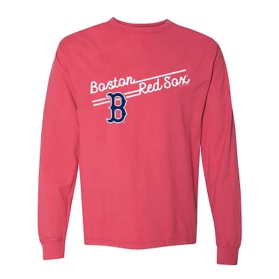 Women's Soft as a Grape Red Boston Sox Pigment Dye Long Sleeve T-Shirt