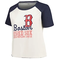 T-shirt de baseball raglan pour femmes, doux comme un raisin, blanc, Boston Red Sox, grande taille